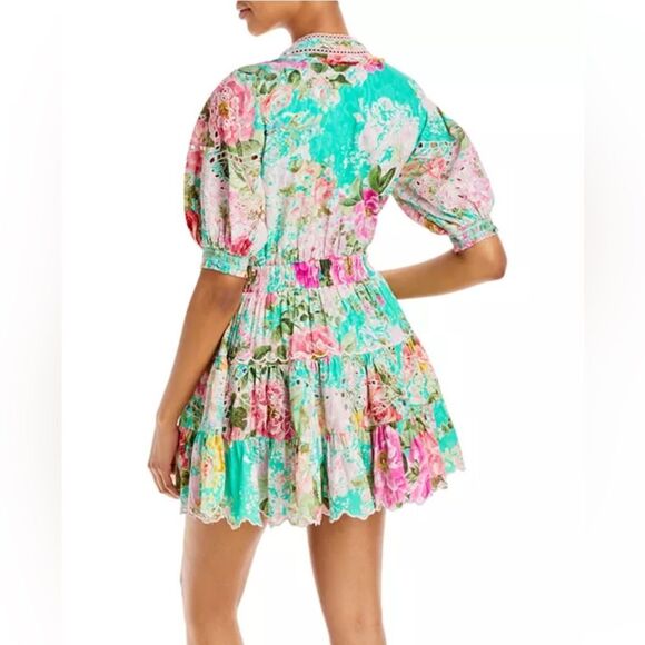 Hemant & Nandita Cotton Embroidered Mini Dress in Spring Green, NWT, Size XL - Picture 1 of 13